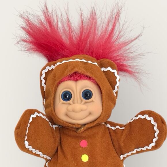 Russ Troll Kidz 10" Plush Wee Gingerbread Man Christmas Vintage Holiday Doll - Picture 3 of 6